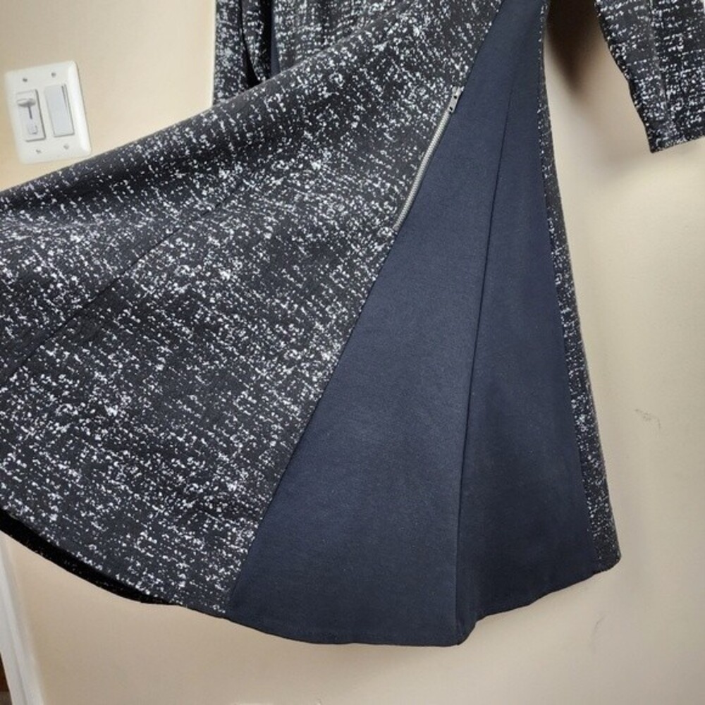 Lane Bryant Midi Dress Black & White Fit Flare With Pockets Zip Closure 18/20 - Picture 14 of 16